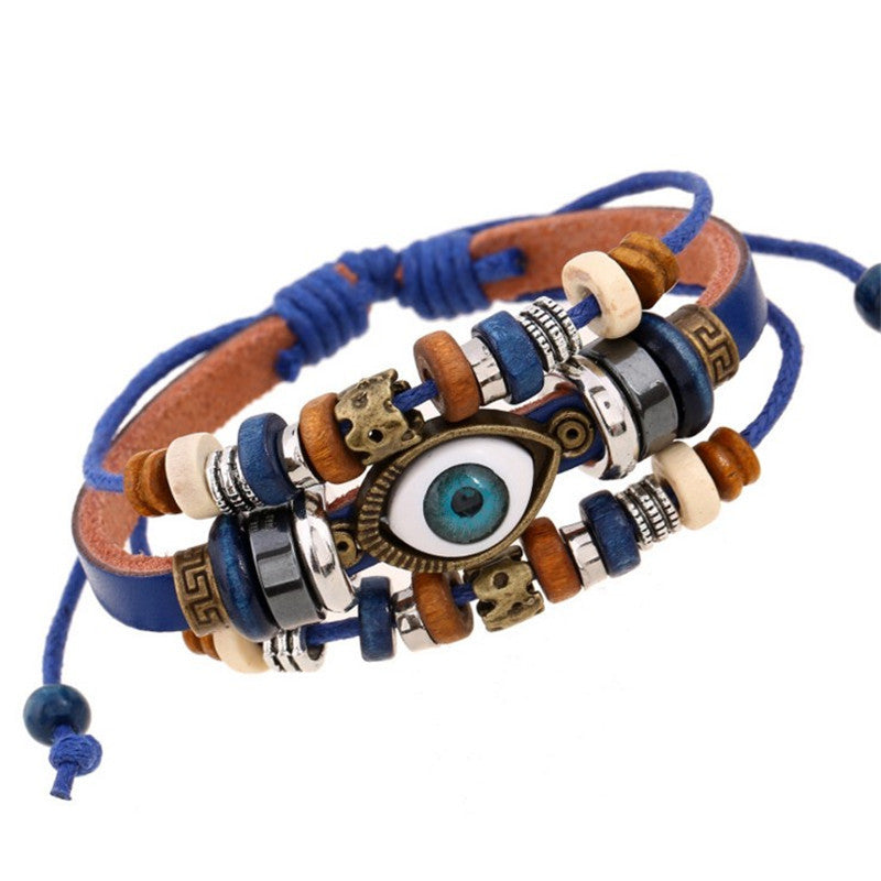 Wholesale Beaded Eyes Cowhide Bracelet Adjustable Bracelet Miyuki ACC-BT-Saih007