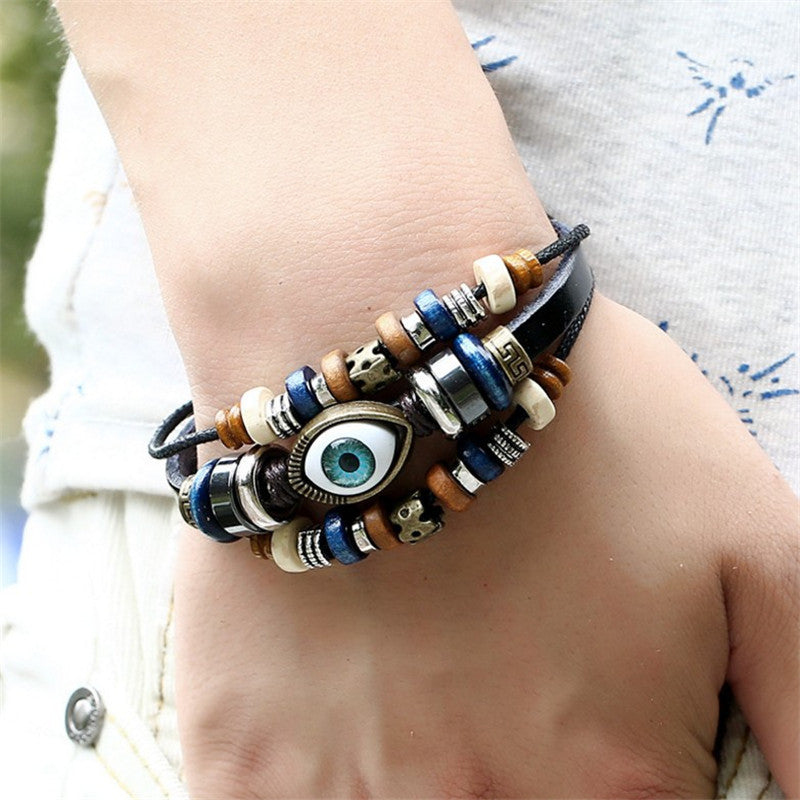 Wholesale Beaded Eyes Cowhide Bracelet Adjustable Bracelet Miyuki ACC-BT-Saih007