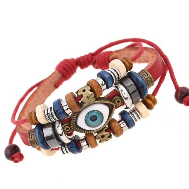 Wholesale Beaded Eyes Cowhide Bracelet Adjustable Bracelet Miyuki ACC-BT-Saih007