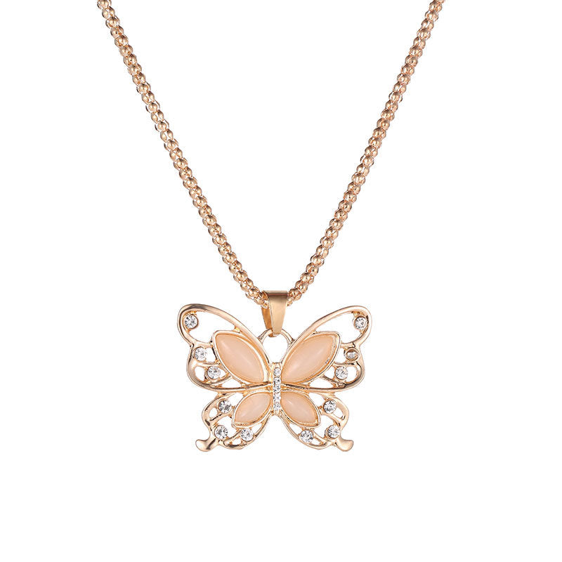Wholesale Opal Hollow Butterfly Necklace Sweater Chain ACC-NE-QW005