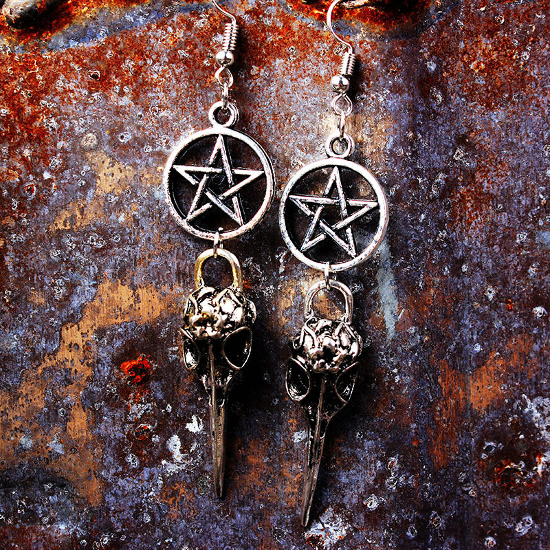 Wholesale Goth Punk Pentagram Bull Skull Earrings