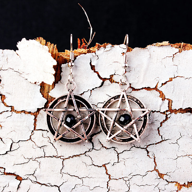 Wholesale Goth Punk Pentagram Bull Skull Earrings