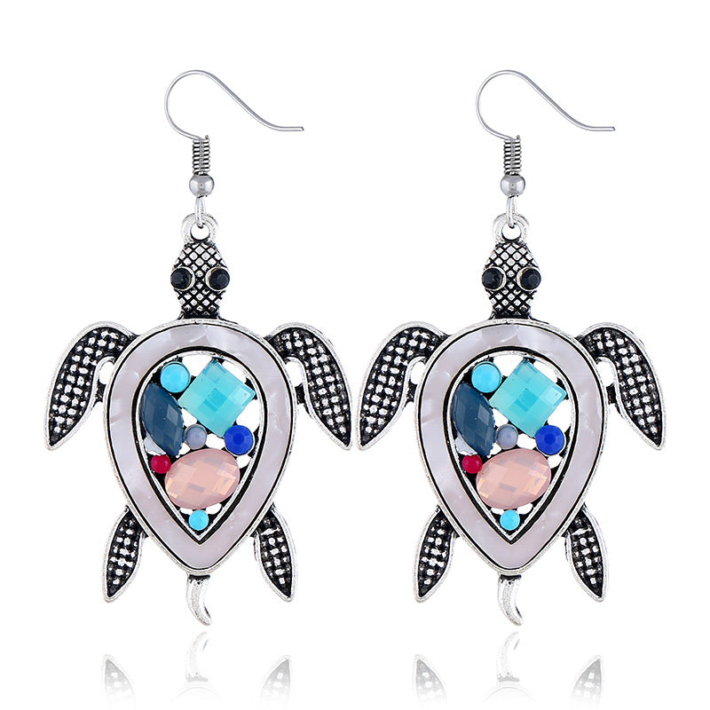 Wholesale Bohemian Sea Turtle Hawksbill Earrings Ocean Series Alloy Earrings ACC-ES-ZhuoQuan001