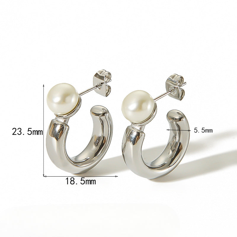 Wholesale C Shape Stainless Steel Earrings ACC-ES-LiQuan007