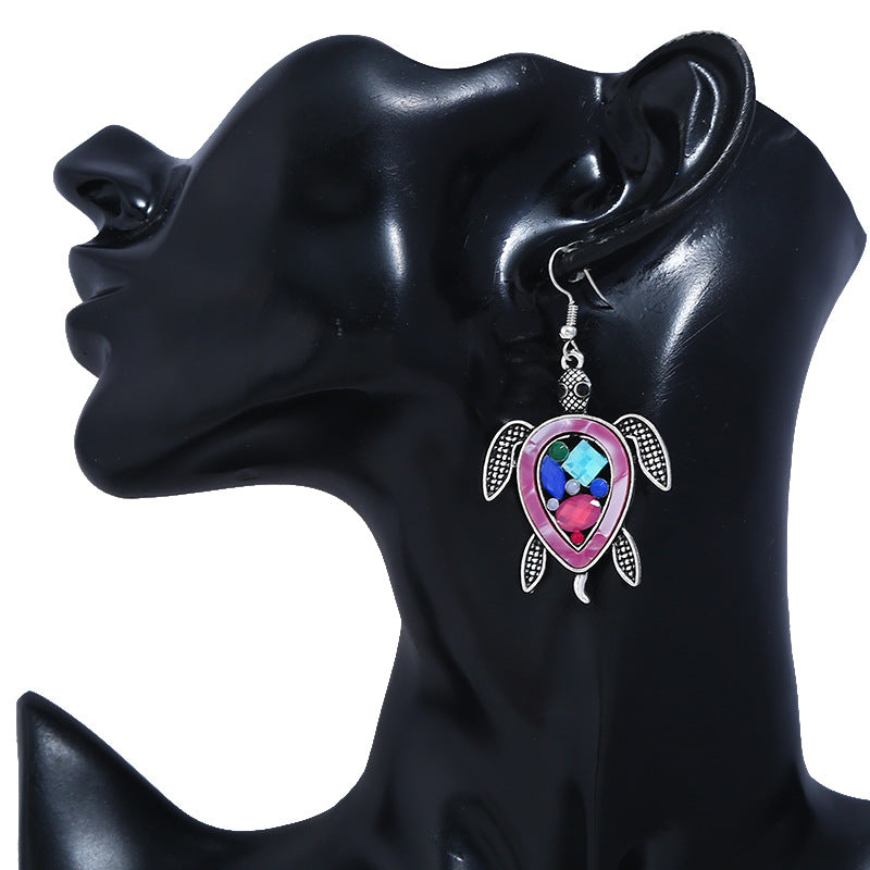 Wholesale Bohemian Sea Turtle Hawksbill Earrings Ocean Series Alloy Earrings ACC-ES-ZhuoQuan001