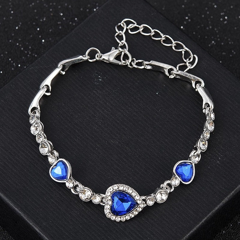 Wholesale Valentine's Day Love Shaped Crystal Zirconia Earrings Bracelet ACC-BT-HanSJ002