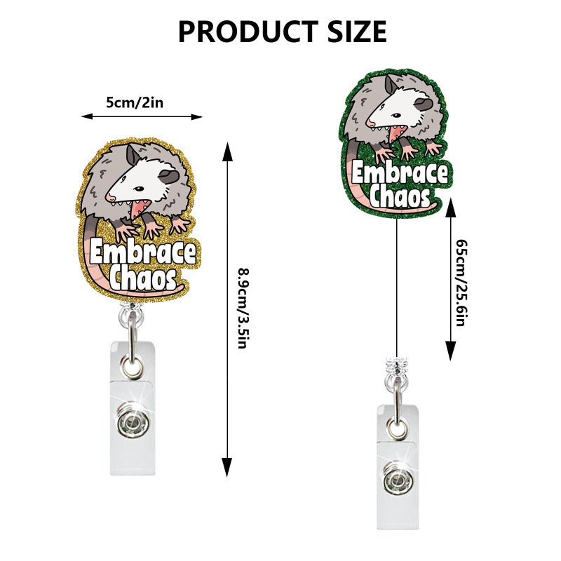 Wholesale Acrylic Glitter Mouse Retractable Easy To Pull Nurse Badge Scroll Keychain ACC-KC-QiDing008
