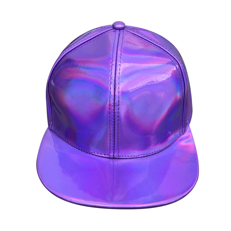 Wholesale  leather reflective hat fashion trend gradient colorful leather baseball cap