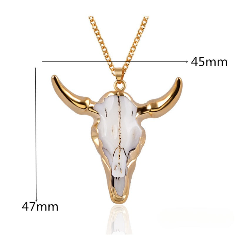 Wholesale Vintage Gold Bull Head Big Pendant Sweater Chain Necklace ACC-NE-MiYi001