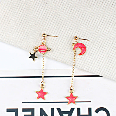 Wholesale Blue Starry Sky Planet Earrings Long Metal Earrings ACC-ES-Lvgong006