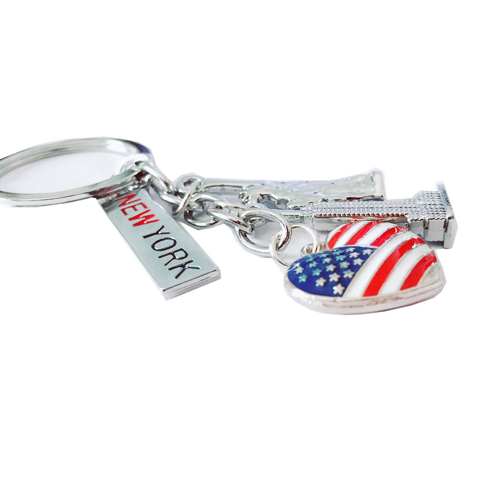 Wholesale Double-sided three-dimensional American souvenir Independence Day keychain