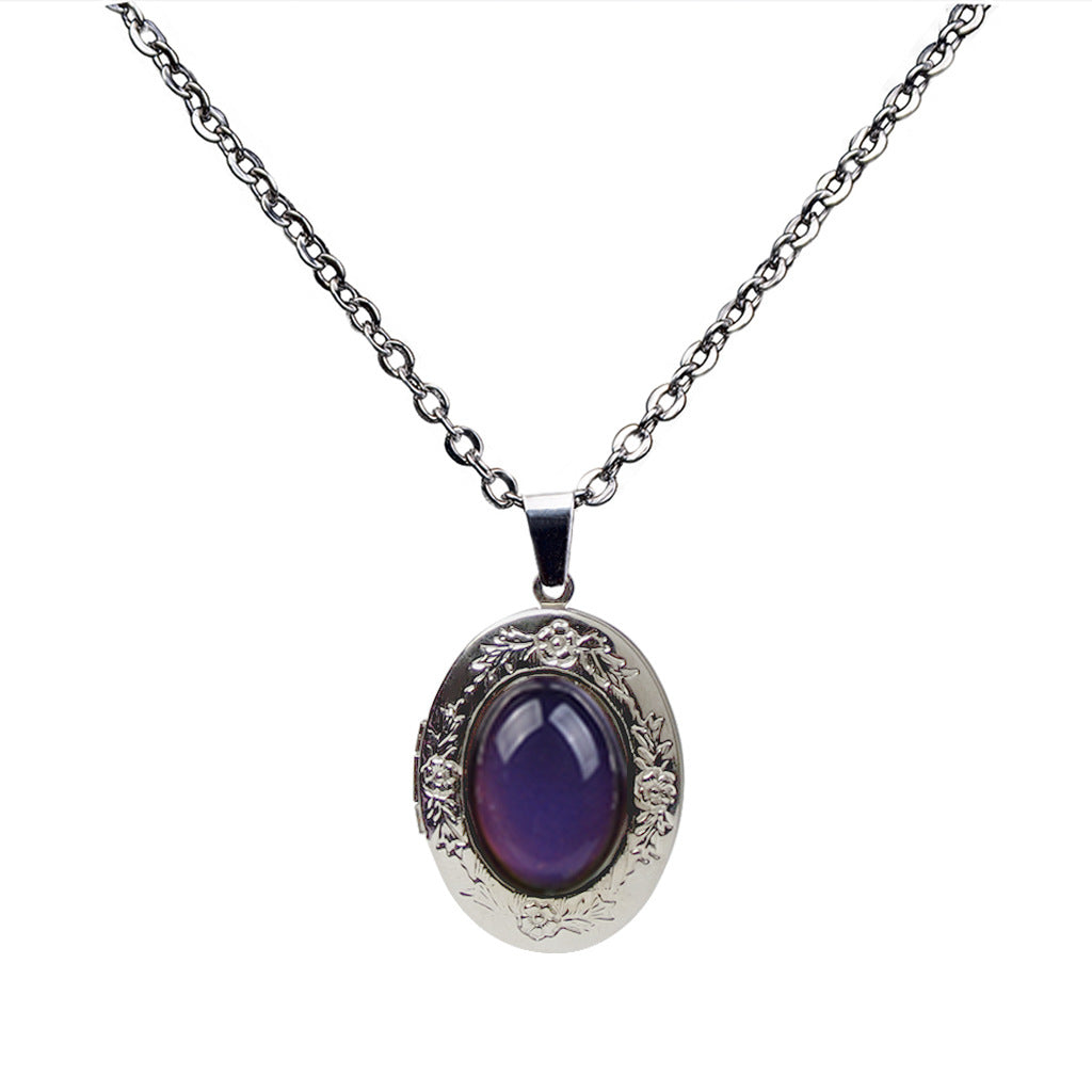 Wholesale Retro Thermochromic Pendant Necklaces Stainless Steel O Chains ACC-NE-HouRen001