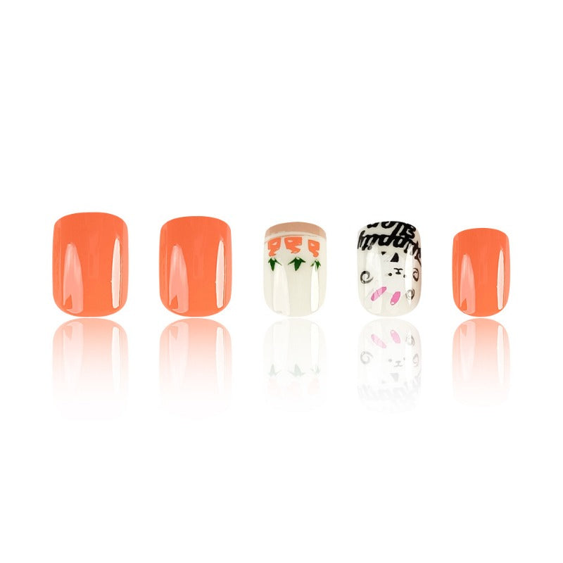 Wholesale 24 Pieces/box Easter Carrot Cartoon Bunny Nails Kits Nail Stickers ACC-NS-QXJ001