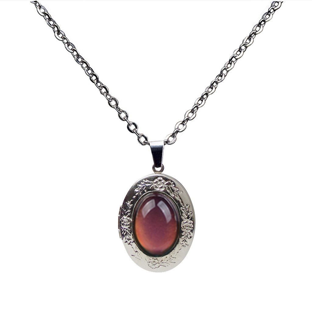 Wholesale Retro Thermochromic Pendant Necklaces Stainless Steel O Chains ACC-NE-HouRen001