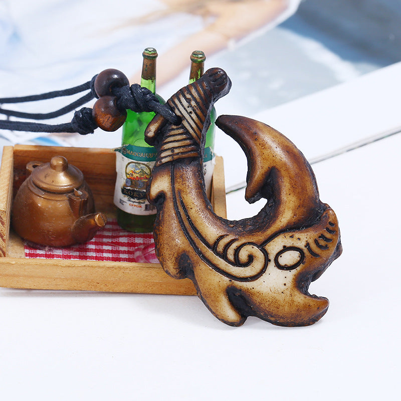 Wholesale Vintage Resin Fishbone Necklaces ACC-NE-Saih002