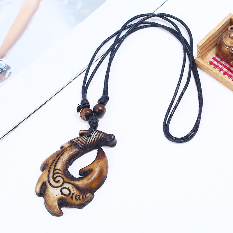 Wholesale Vintage Resin Fishbone Necklaces ACC-NE-Saih002
