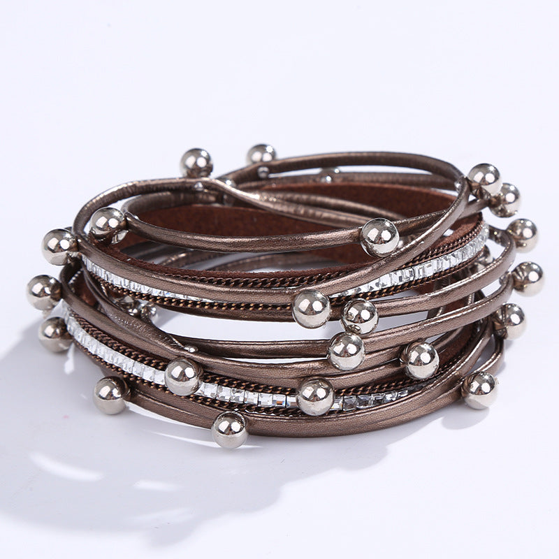 Wholesale Pearl Pu Leather Bracelet for Women with Pearl Bracelet ACC-BT-Hongx010