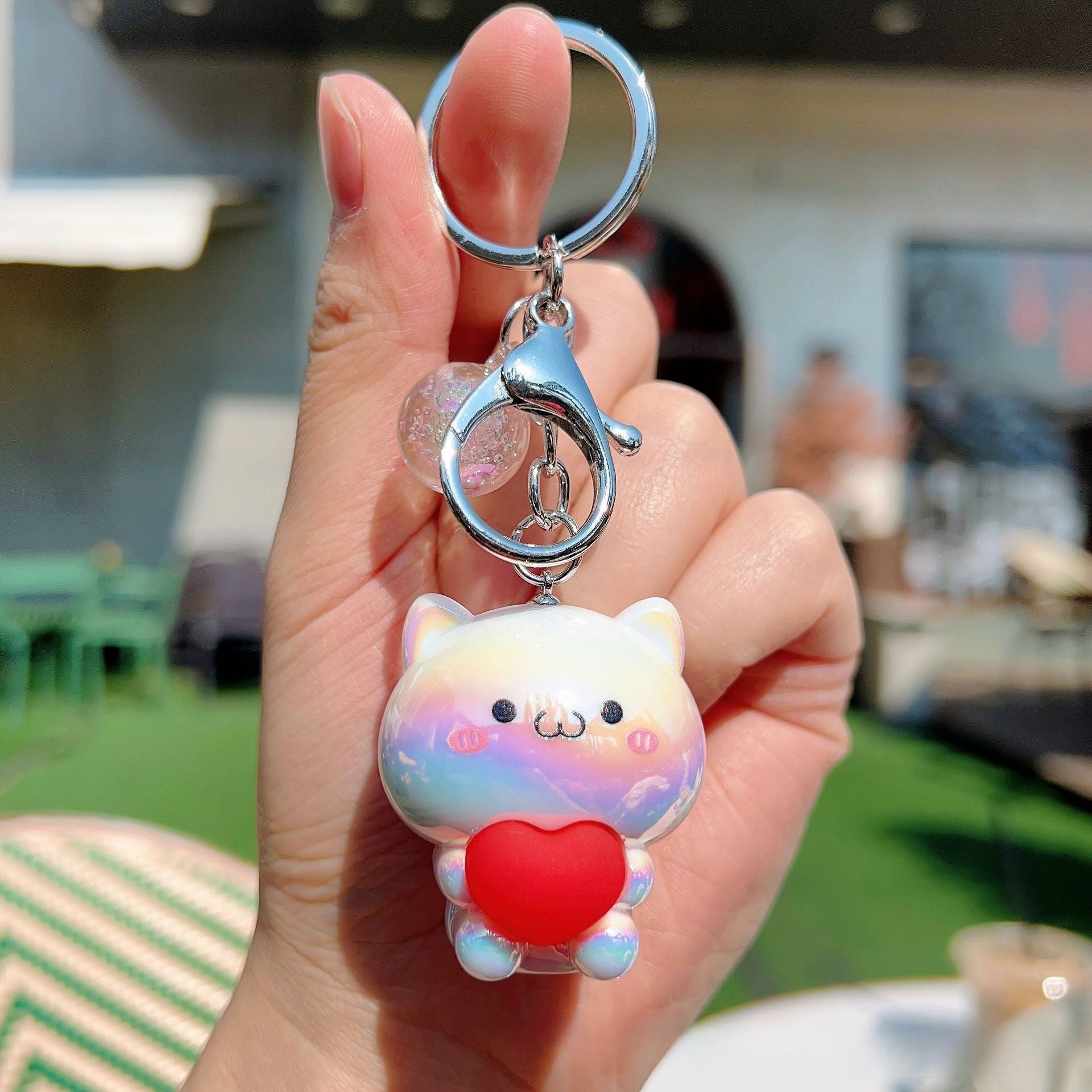 Wholesale Creative Keychain Cartoon Acrylic Care Bear Colorful Electroplating Keychain ACC-KC-WenChuan002