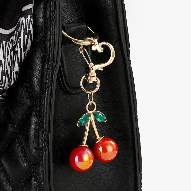 Wholesale Cute Three-dimensional Diamond Red Cherry Keychain ACC-KC-RongRui028