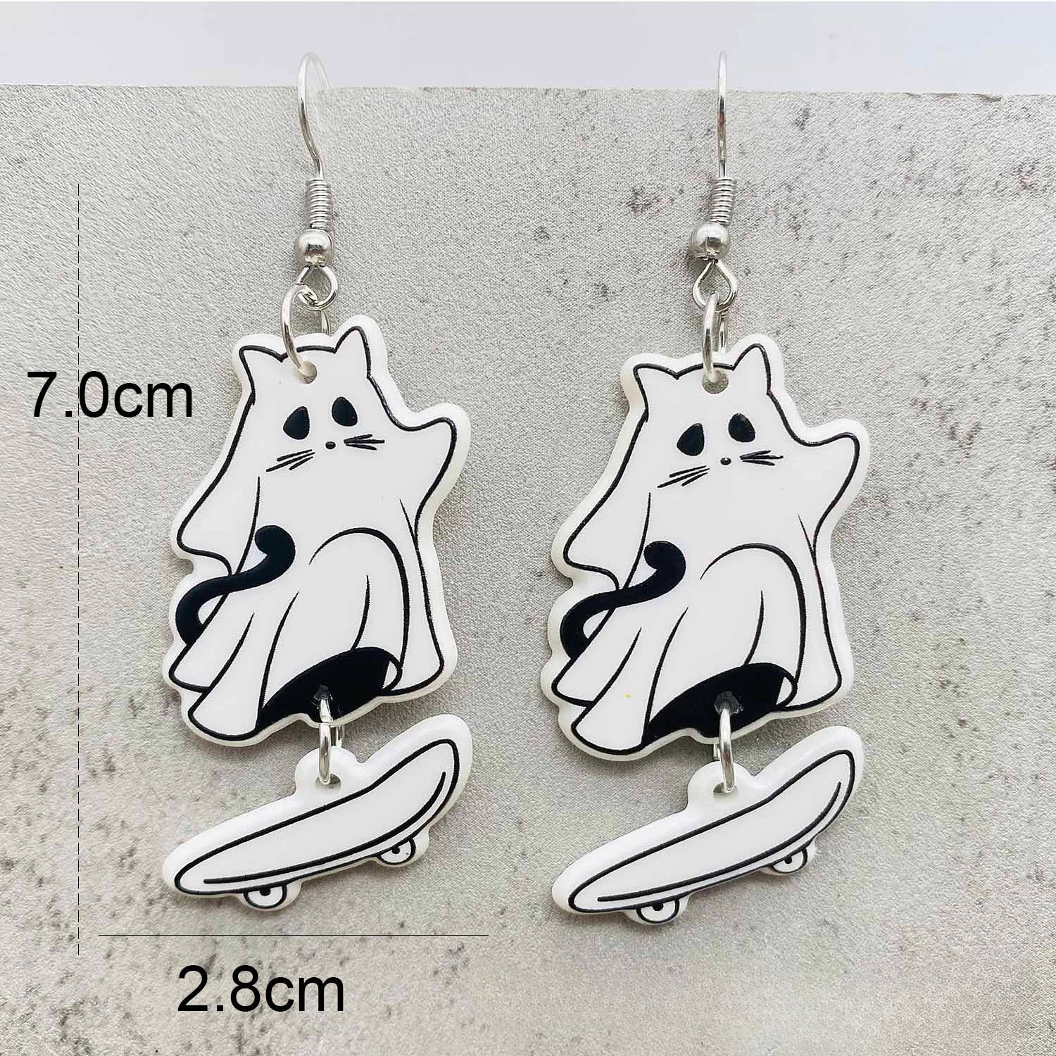 Wholesale Halloween Earrings Pumpkin Head Skull Ghost Pulley Acrylic Earrings  ACC-ES-ChenY019