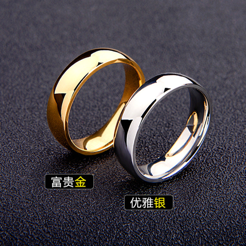 Wholesale  6mmTitanium Steel Ring Arc Plain Ring