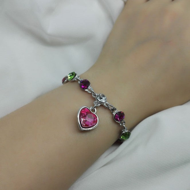 Wholesale Stylish Ocean Heart Crystal Bracelet,  Alloy with Zircon,  Fashion Jewelry Accessory for Women,  Boutique Resale Gift