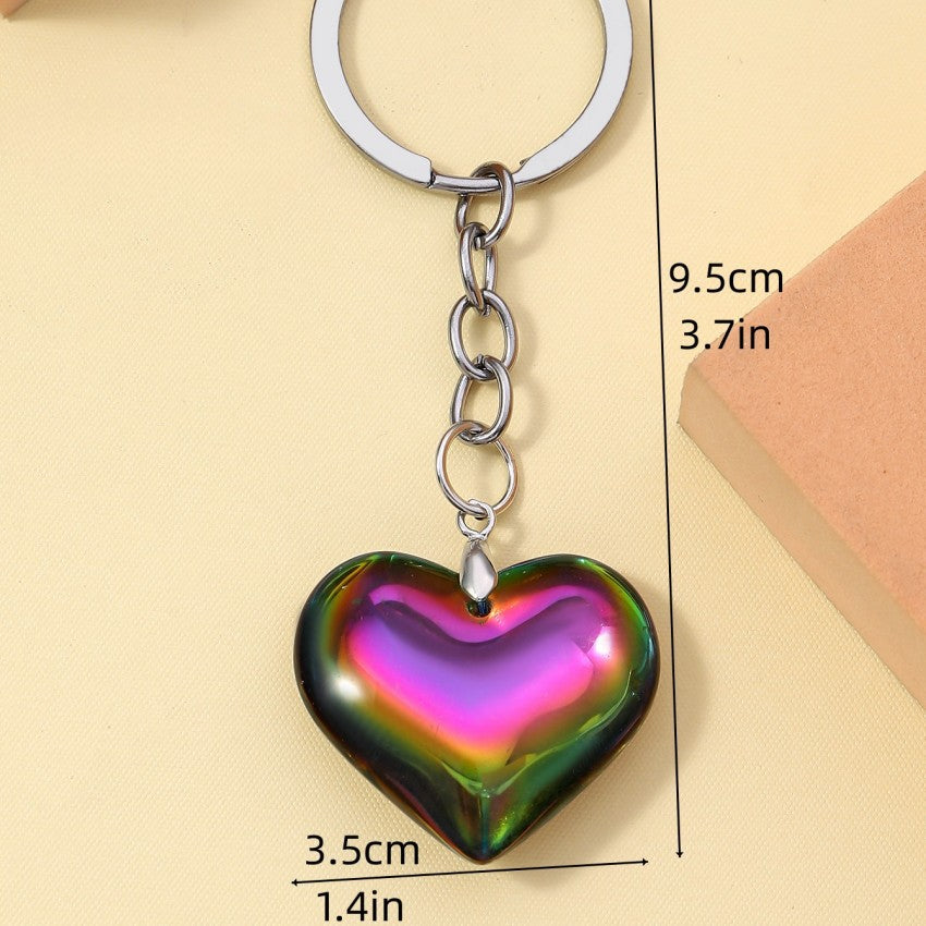 Wholesale 3D Colorful Glass Heart Keychains ACC-KC-RongRui010