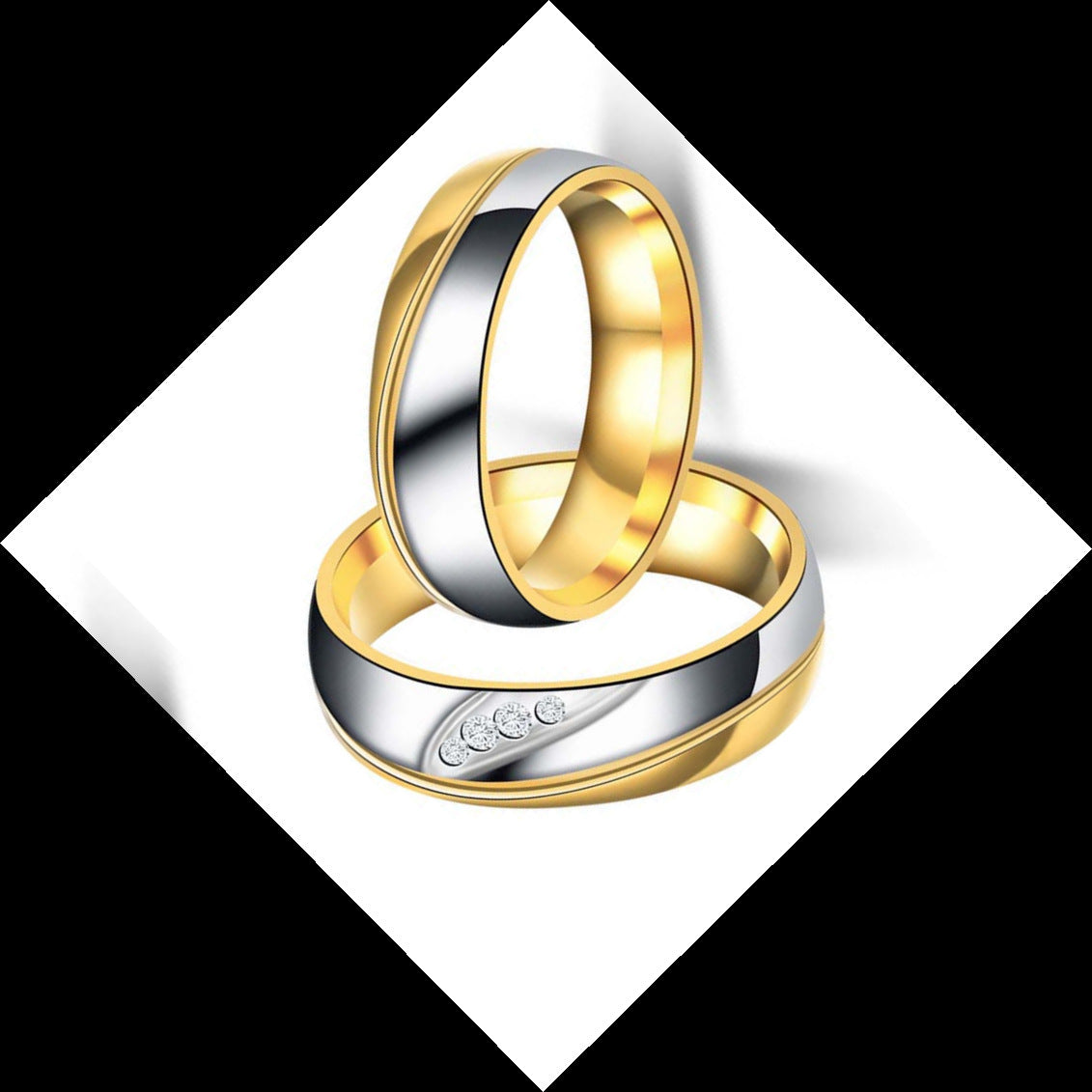 Wholesale  Two-color Room Gold  Stainless Steel Couple Ring