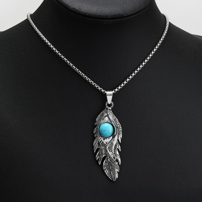 Wholesale Feather Evil Eye Necklace ACC-NE-Yuj003