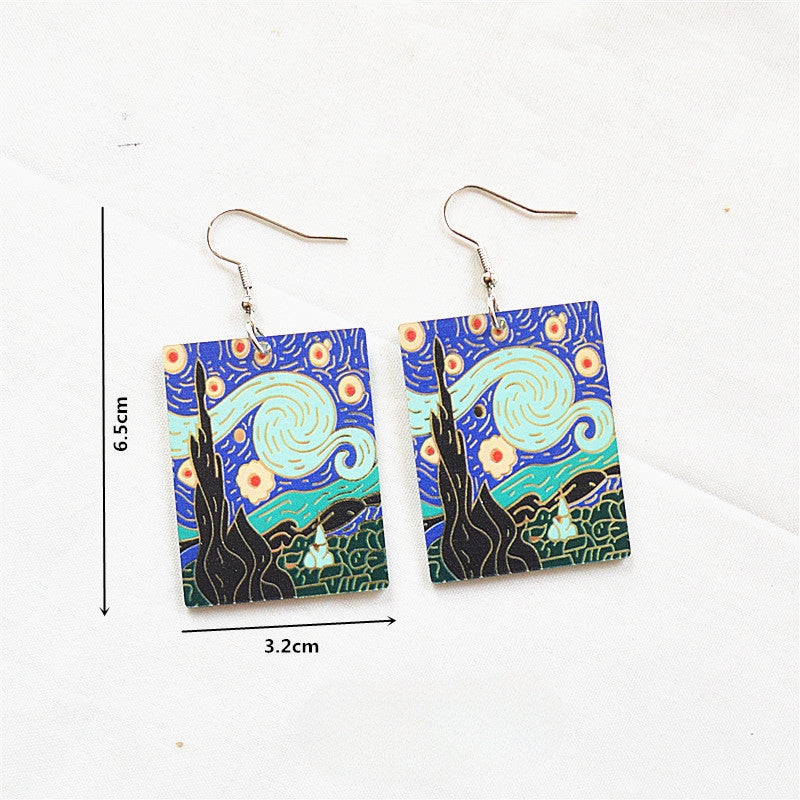 Wholesale Starry Sky Painting Element Earrings Acrylic Earrings ACC-ES-XN012