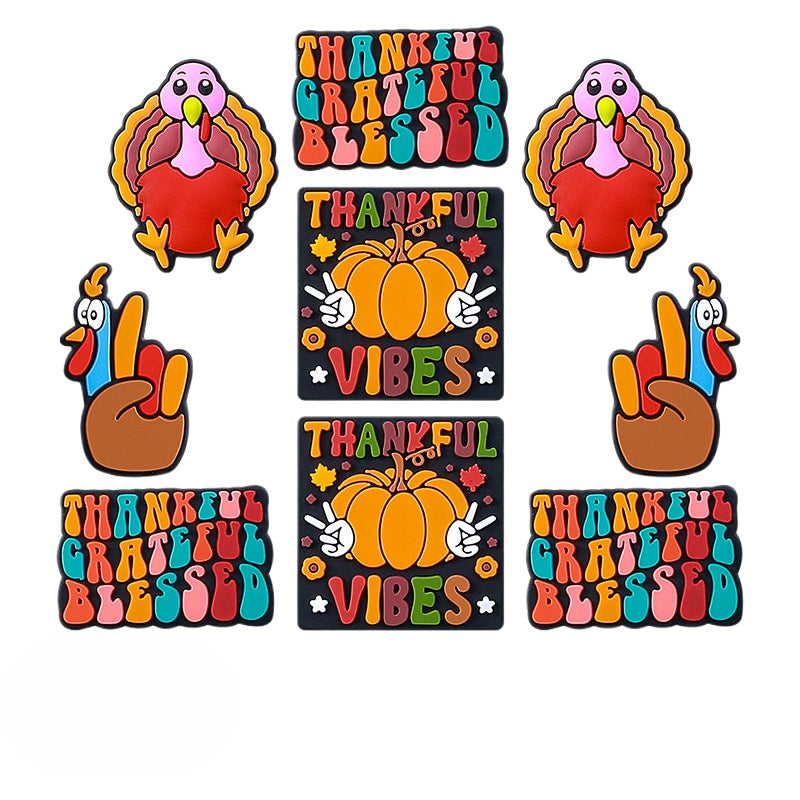 Wholesale 20pcs Thanksgiving Cartoon Turkey Silicone Focal Beads DIY Bead Pen Accessories ACC-BDS-RongFa022