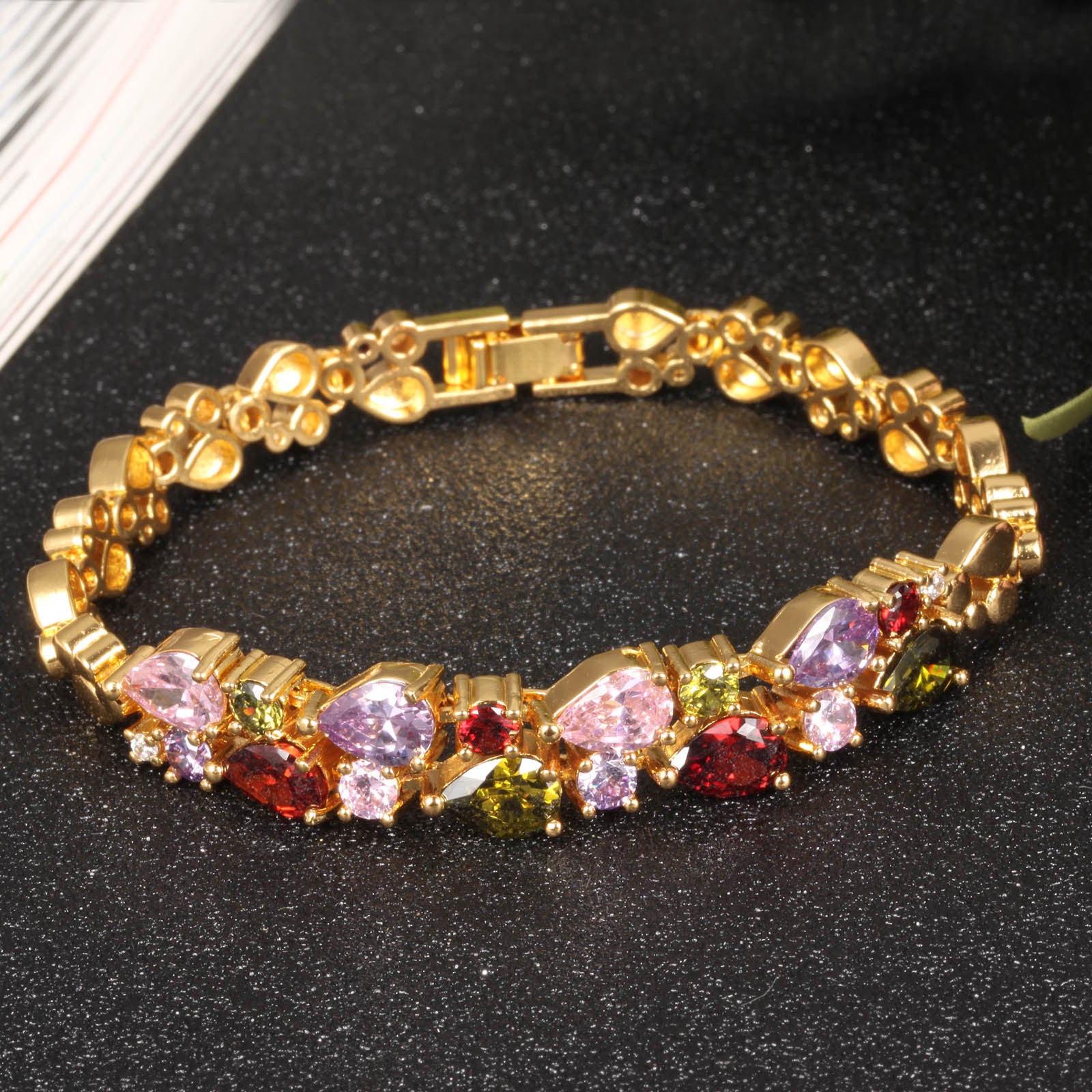 Wholesale Valentine's Day Vintage Crystal Gold Plated Bracelet