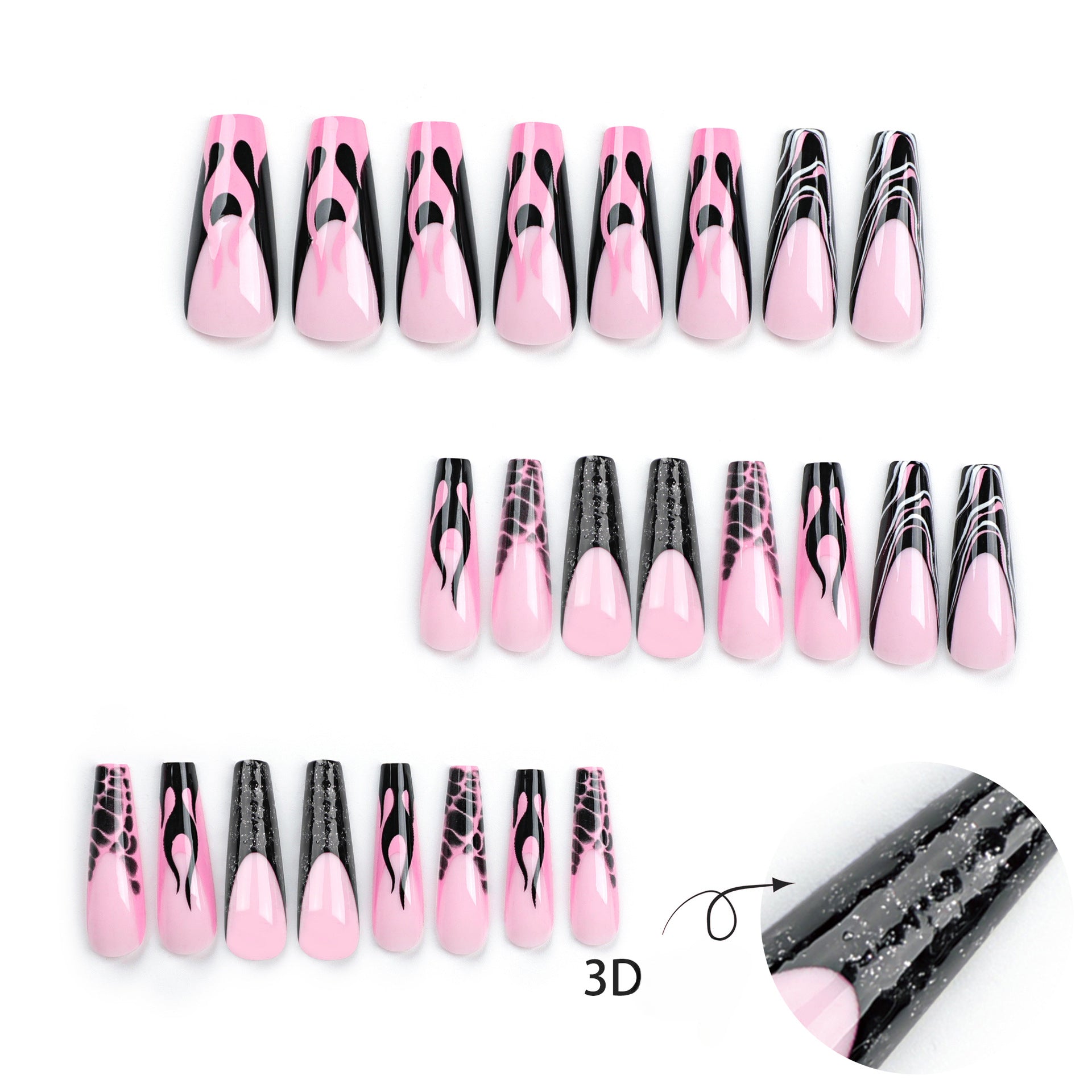 Wholesale 24 Pieces/box Flame Press-on Nails Kits Nail Stickers ACC-NS-LeFan069