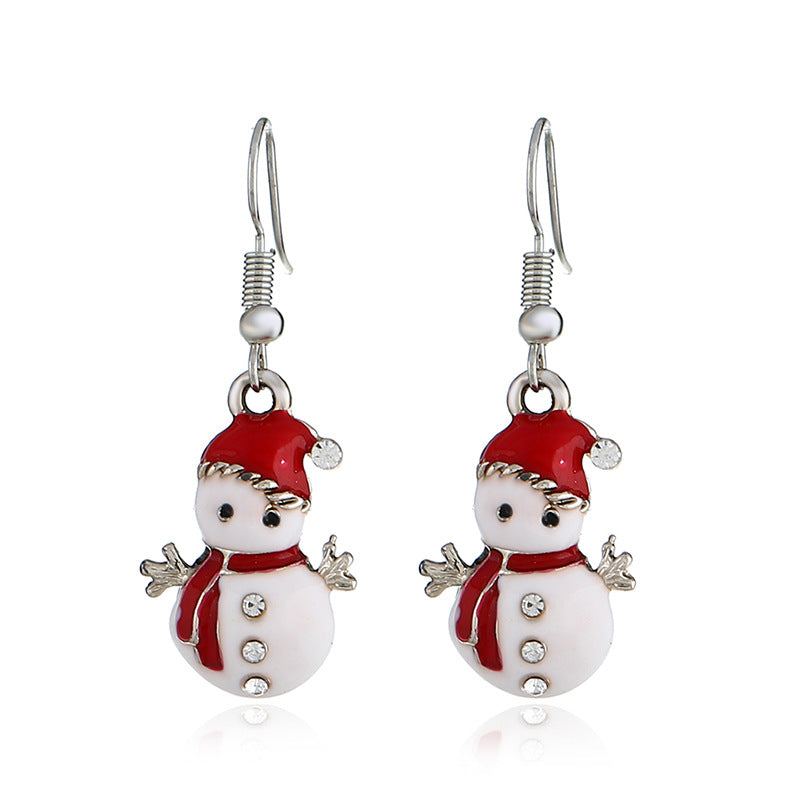 Wholesale 3D Christmas Snowman Alloy Earrings ACC-ES-KaiQing001