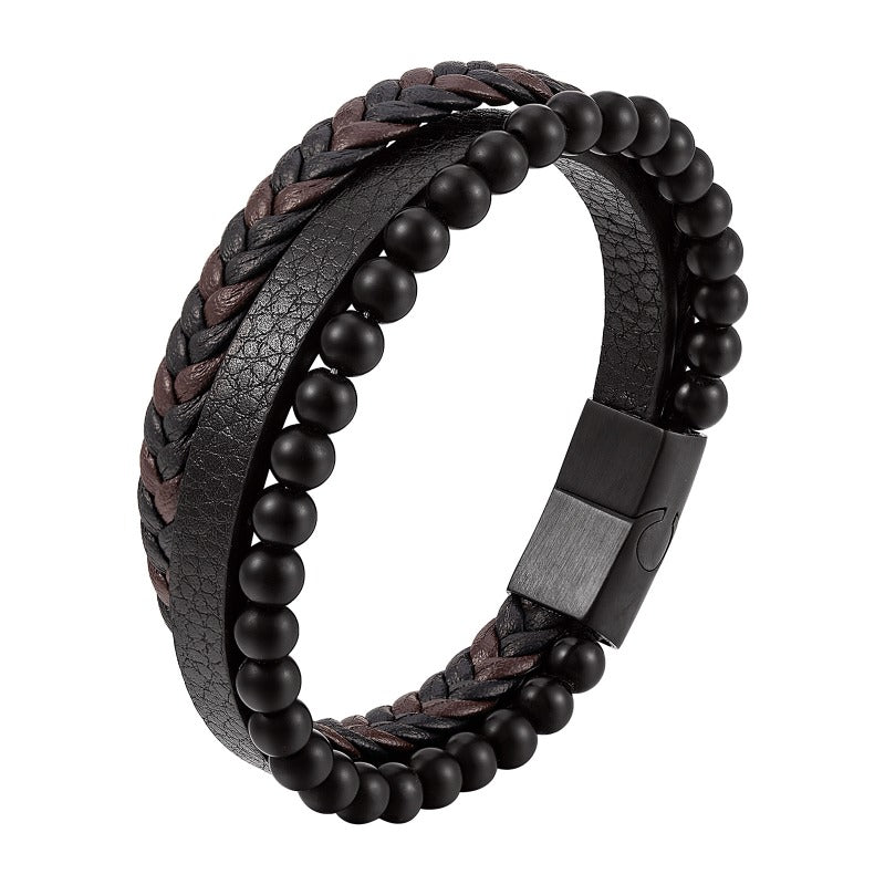 Wholesale Natural Stone Volcanic Stone Leather Bracelet ACC-BT-OSD004
