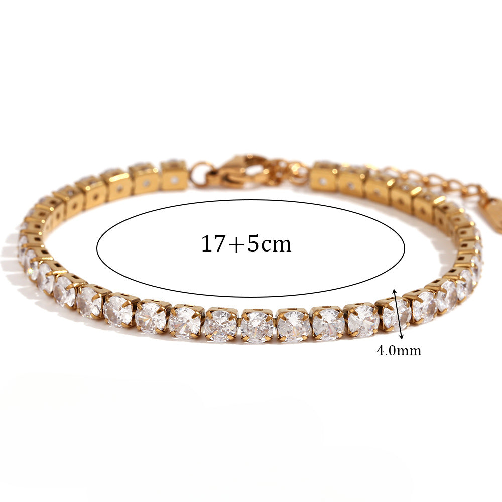 Wholesale Stainless Steel Bracelets 18K Gold Plated Bracelet Micro Inlaid Zircon Chain Bracelet ACC-BT-MengJ002