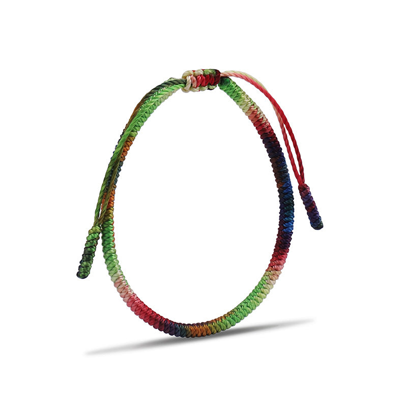 Wholesale hand-woven gradient color diamond knot red rope bracelet