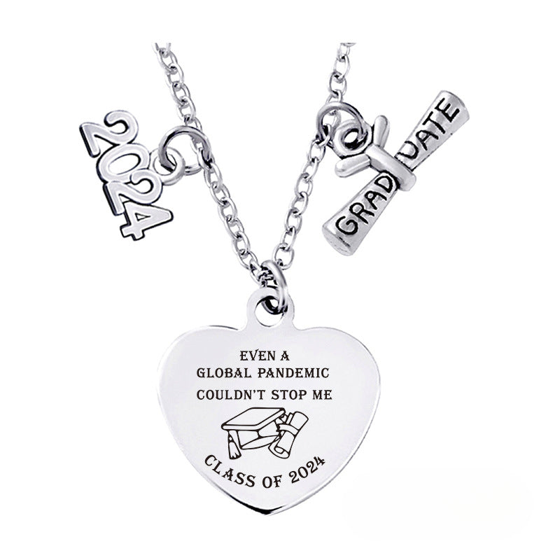 Wholesale Love Pendant 2024 Graduation Season Gift Titanium Steel Necklace ACC-NE-Ganggu001