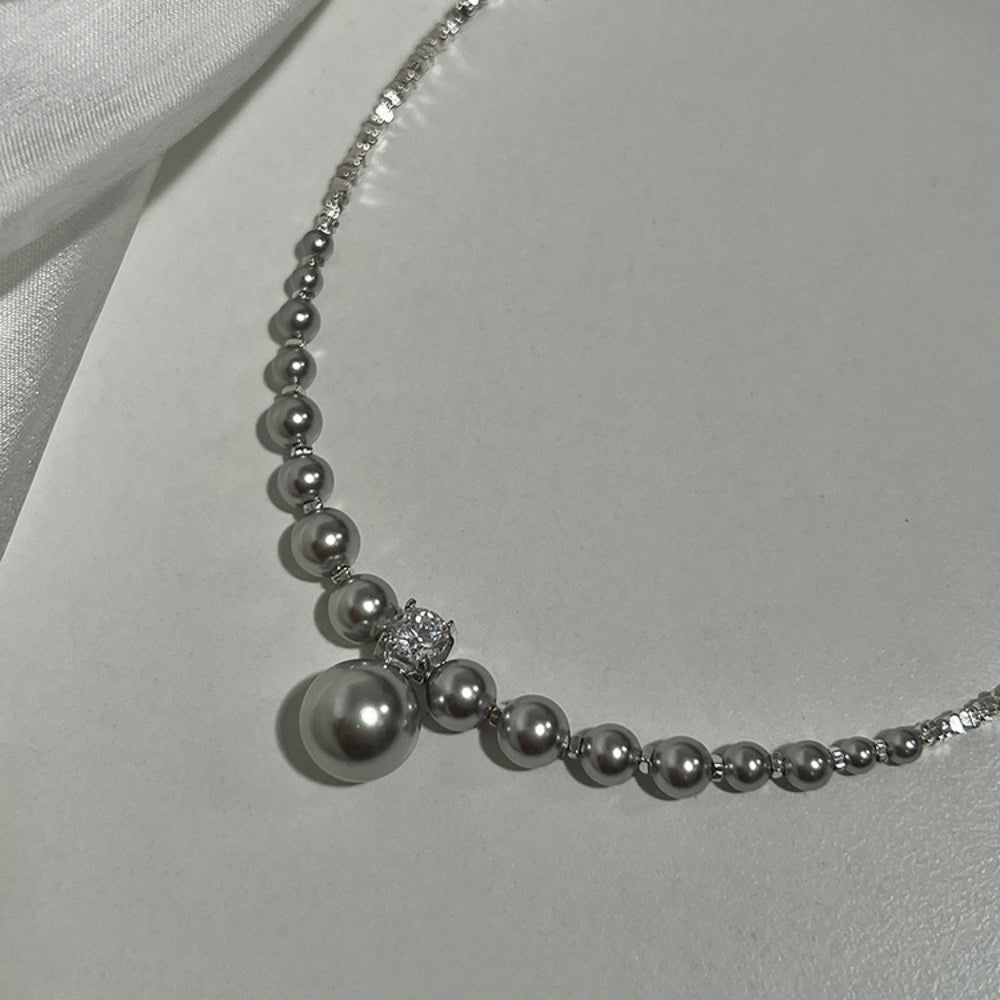 Wholesale Fashion Niche Broken Silver Pearl Necklace Clavicle Chain Choker Necklace ACC-NE-Mengx001