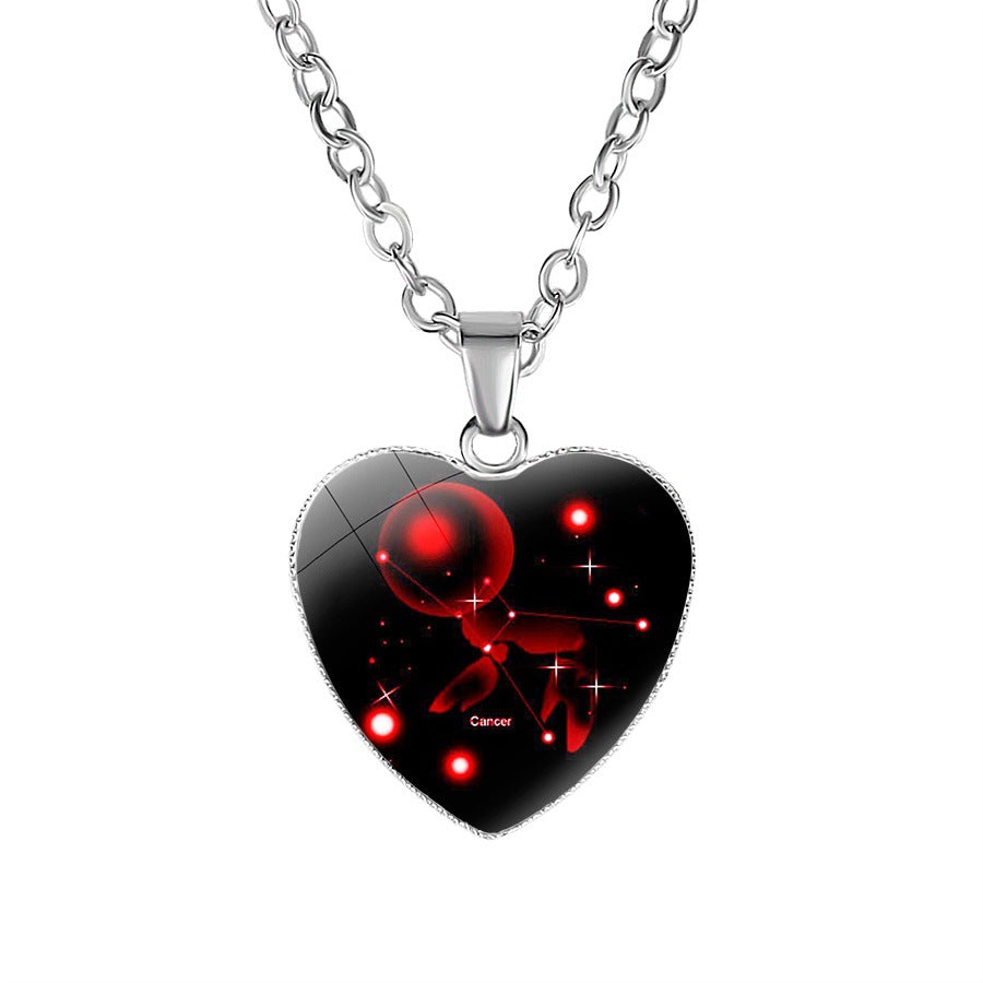 Wholesale  Twelve Constellation Heart Pendant Necklace
