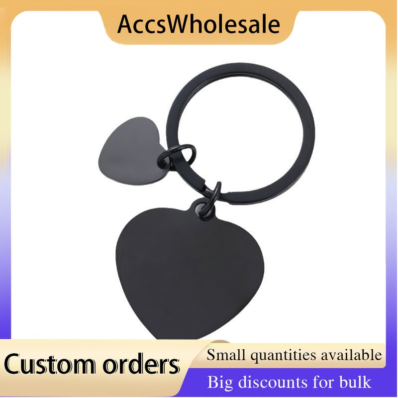 Custom Keychains with Laser Engraved Text or Logo - Multicolor Heart Shape Metal Keychains