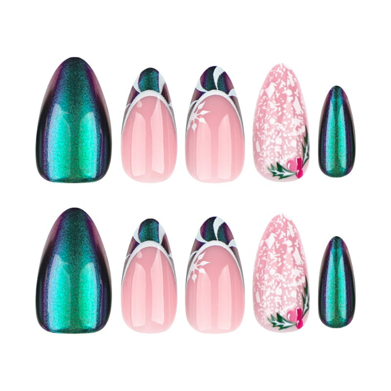 Wholesale 24 Pieces/box Christmas Color Changing Press-on Nails Kits Nail Stickers ACC-NS-LeFan122