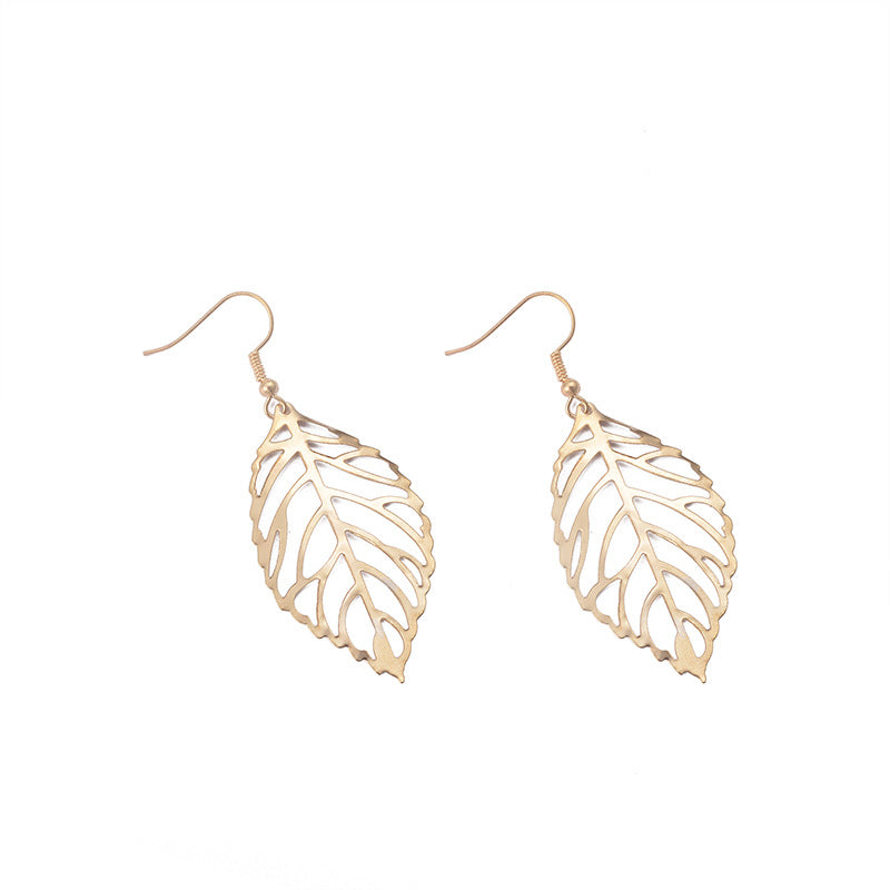 Wholesale Electroplated Alloy Leaf Earrings Forest Style Women S Jewelry Accessory Trendy Gift For Boutique Resale