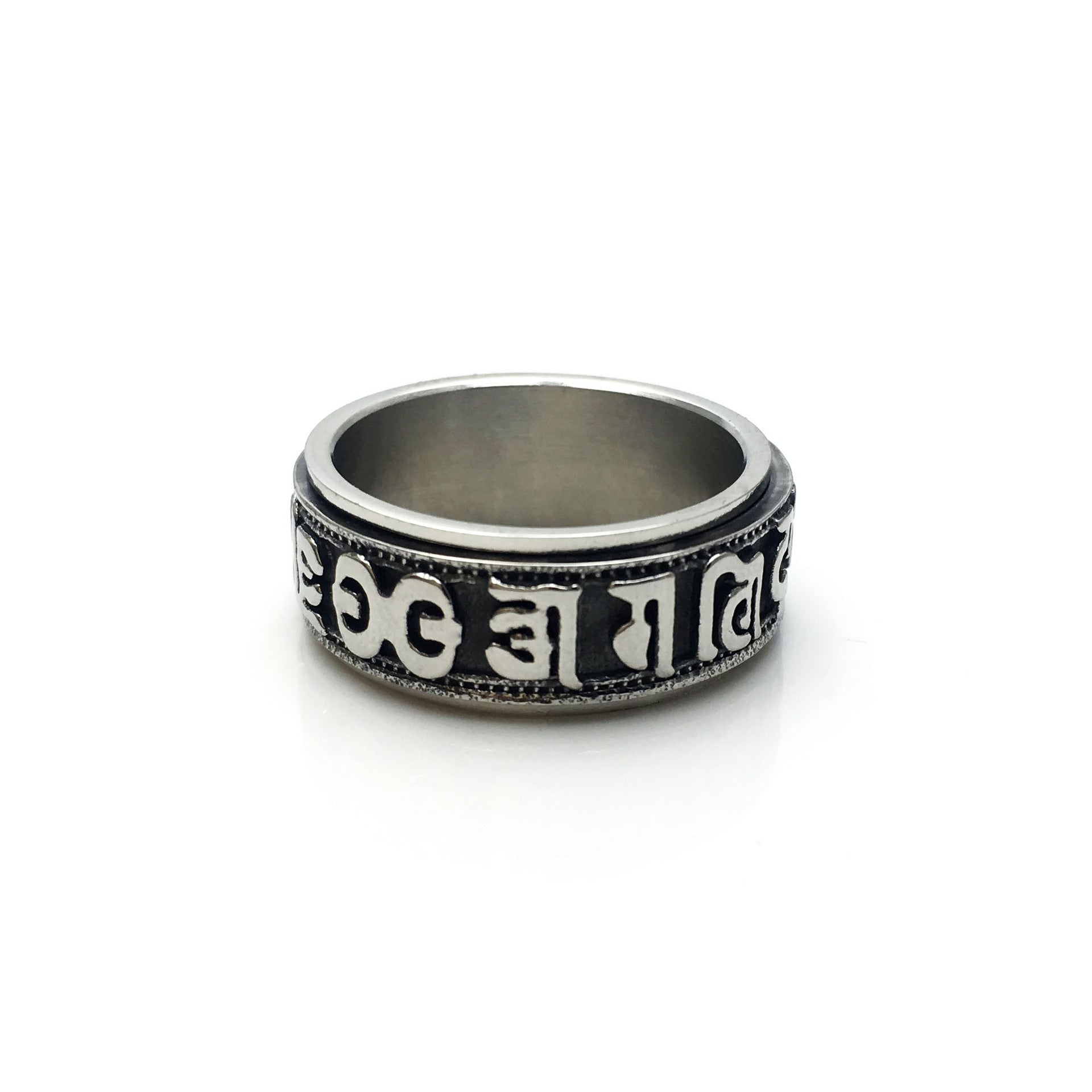 Wholesale retro rotatable six words mantra stainless steel ring men' s personality ring in stock