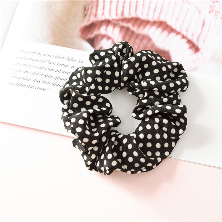 Wholesale 12pcs Hair Tie Rubber Band Large Polka Dot Chiffon Cloth Circles Hair Scrunchies ACC-HS-SanTai014
