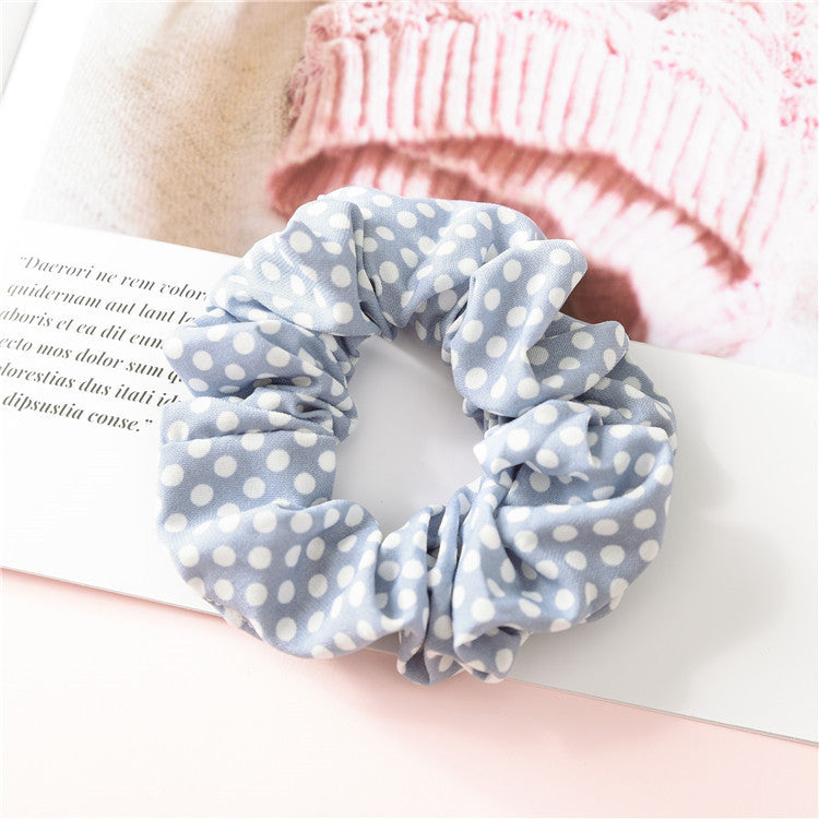 Wholesale 12pcs Hair Tie Rubber Band Large Polka Dot Chiffon Cloth Circles Hair Scrunchies ACC-HS-SanTai014