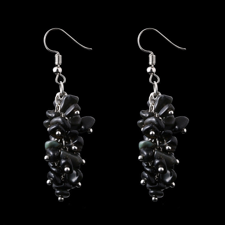 Wholesale Natural Crystal Stone Handmade Gravel Tassel Long Earrings ACC-ES-HanX002