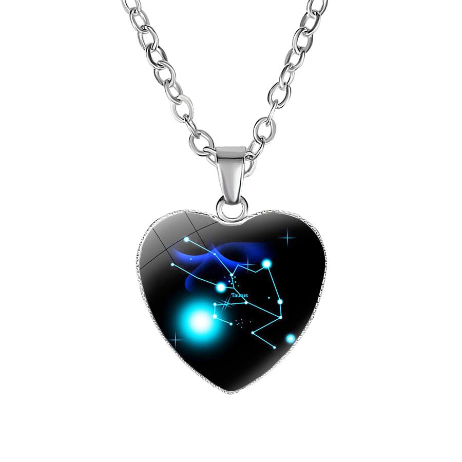 Wholesale  Twelve Constellation Heart Pendant Necklace
