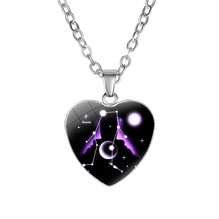 Wholesale  Twelve Constellation Heart Pendant Necklace