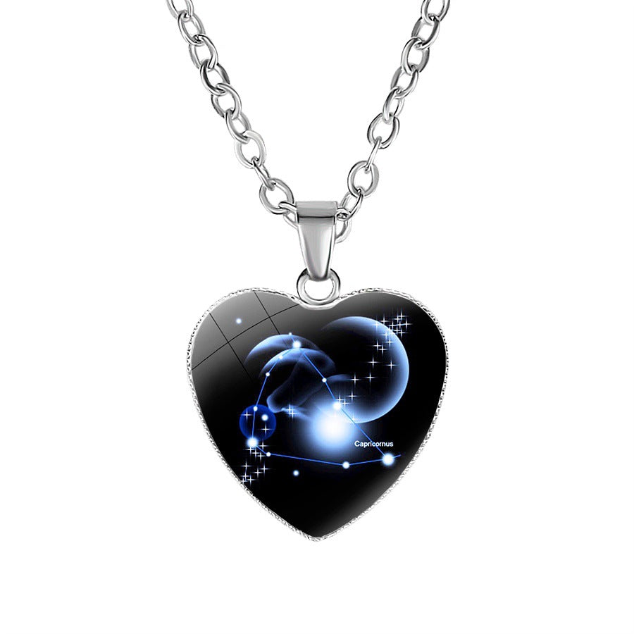 Wholesale  Twelve Constellation Heart Pendant Necklace